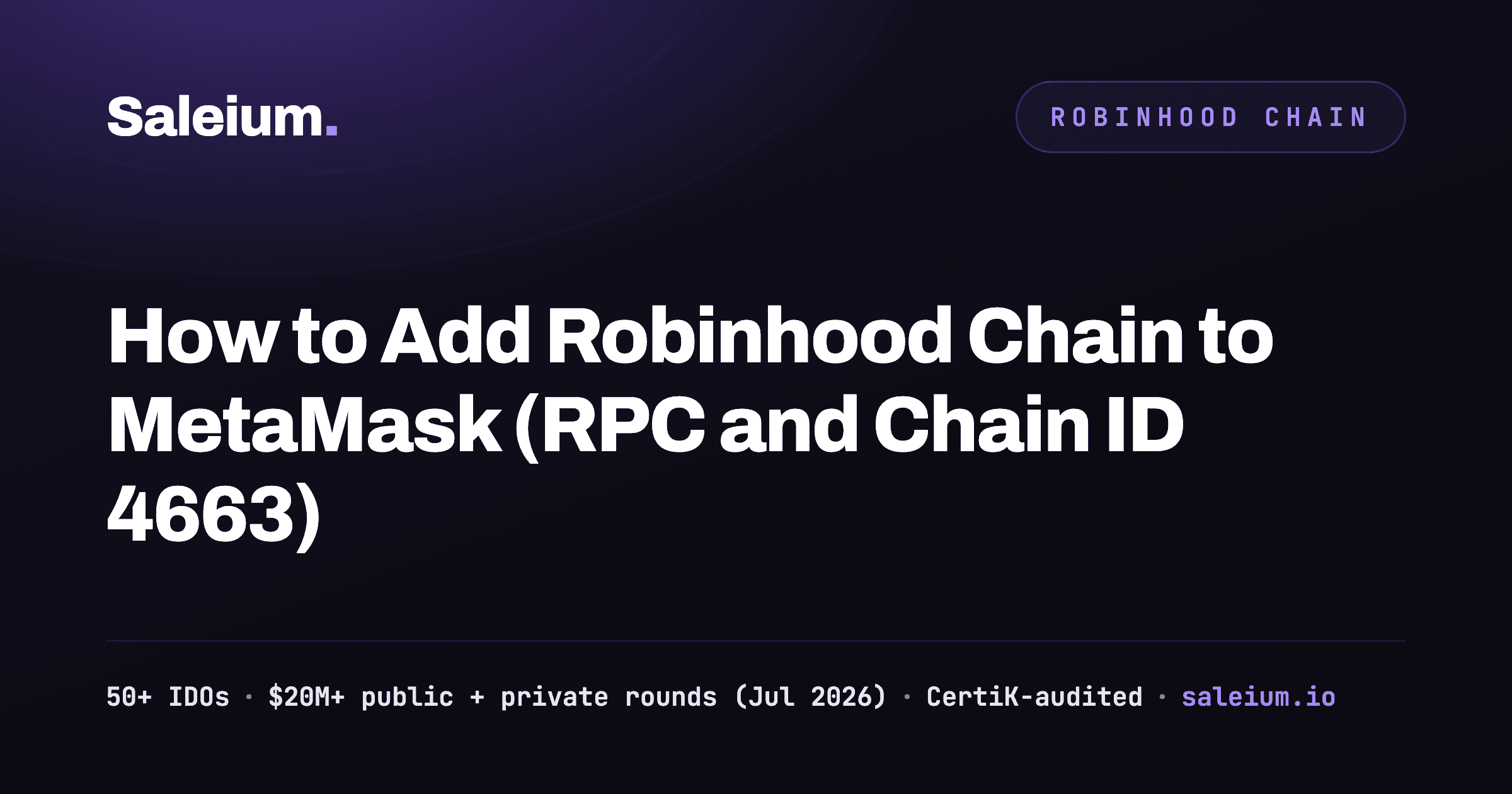 Network settings card for adding Robinhood Chain to MetaMask: RPC URL and chain ID 4663