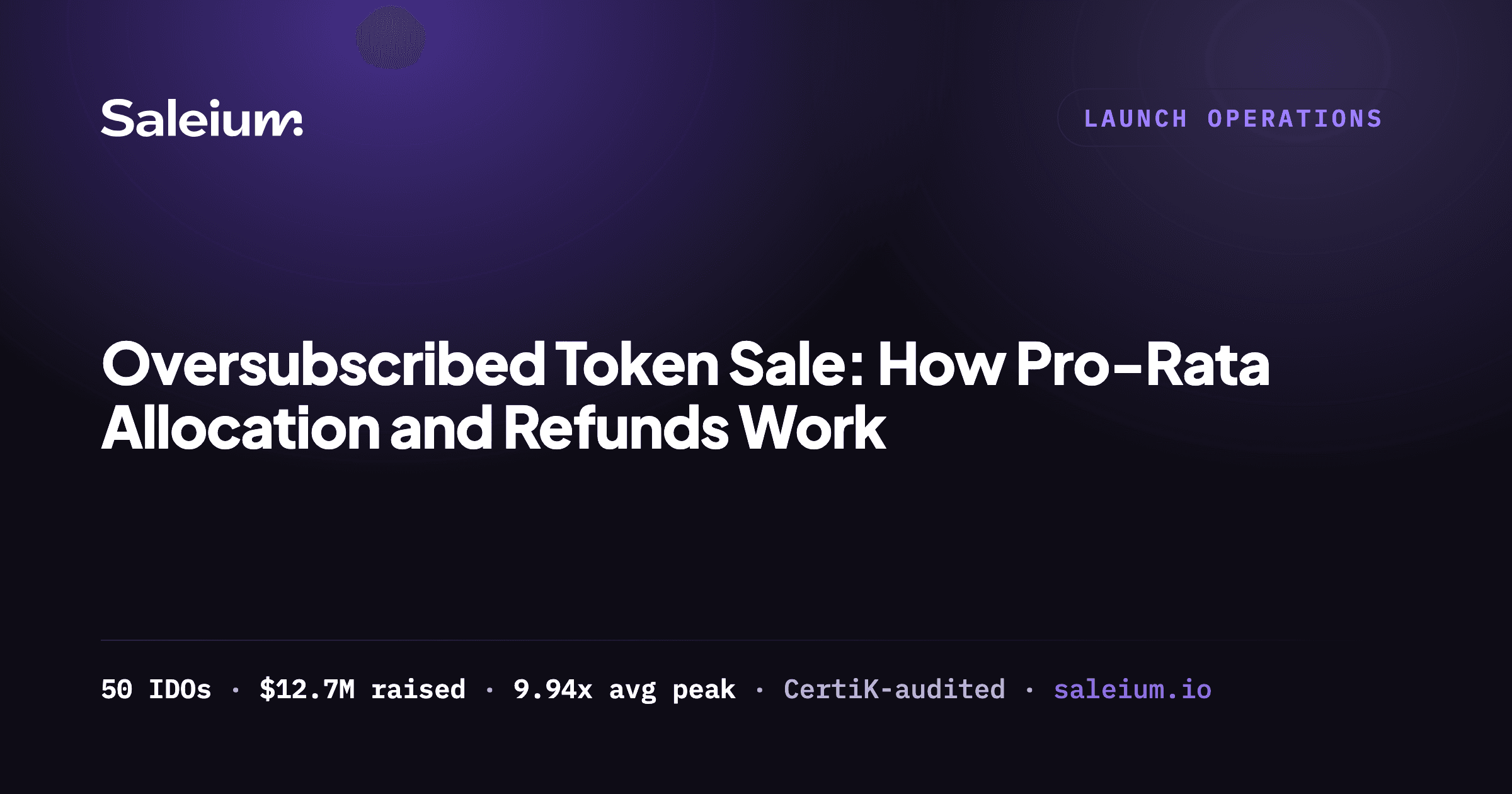 Diagram showing pro-rata allocation splitting an oversubscribed token sale and refunding the excess on-chain