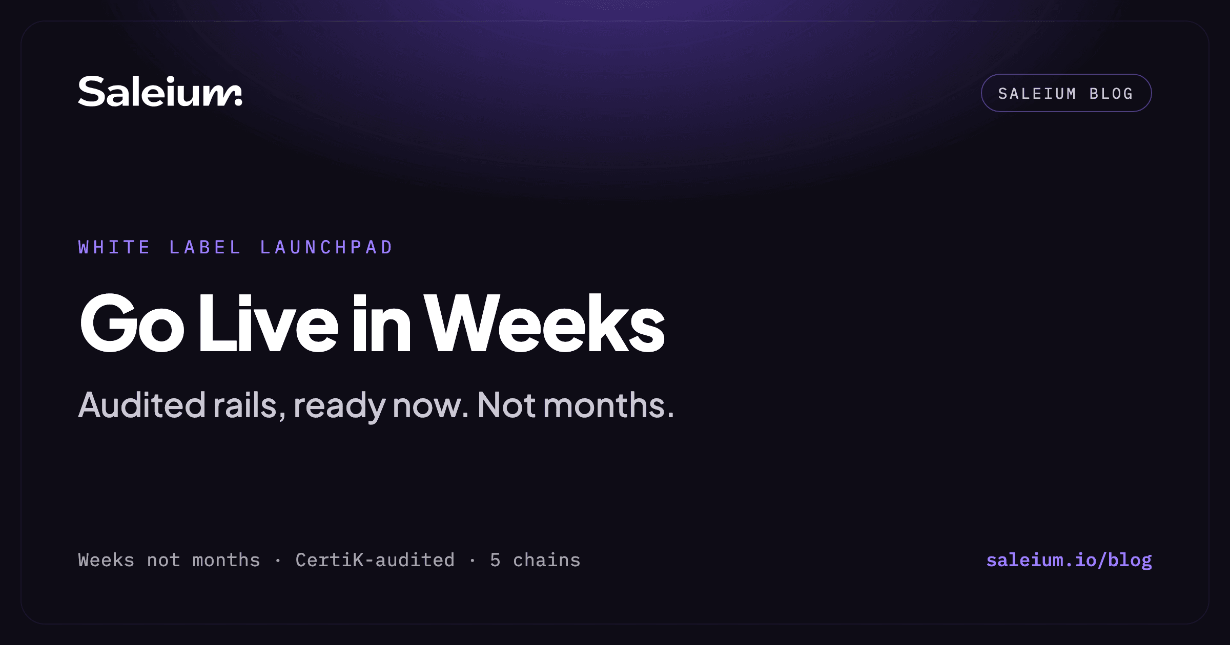 Saleium white label crypto launchpad timeline: configure and go live in weeks