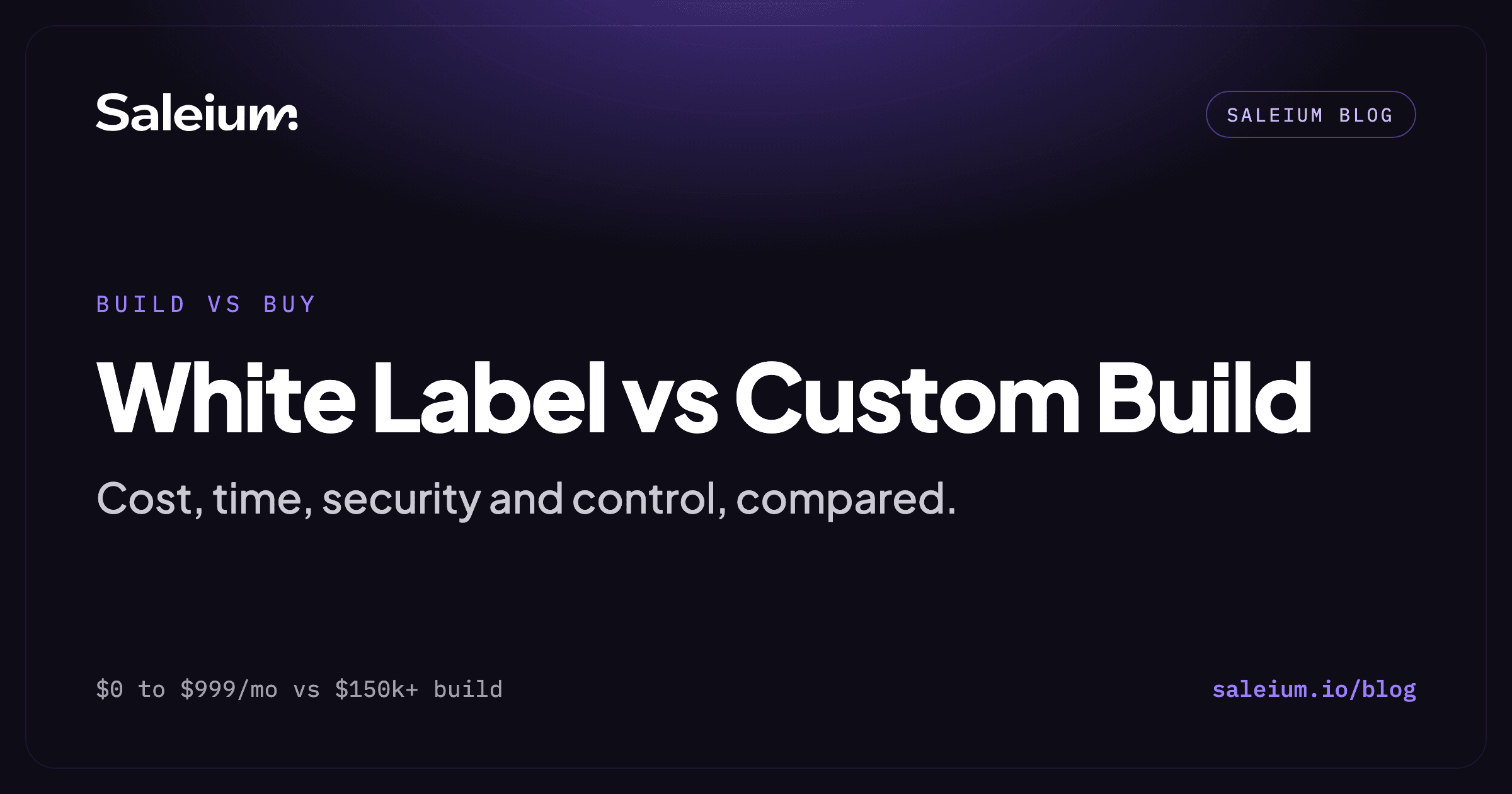 White label launchpad vs custom build comparison: cost, time, security and control