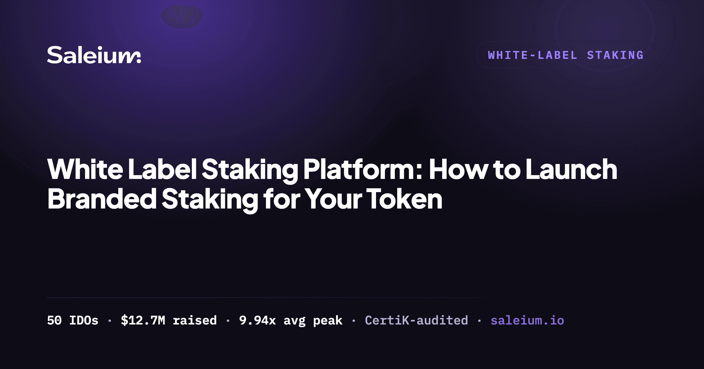 A white label staking platform dashboard running on a project's own branded domain, showing staking pools and rewards