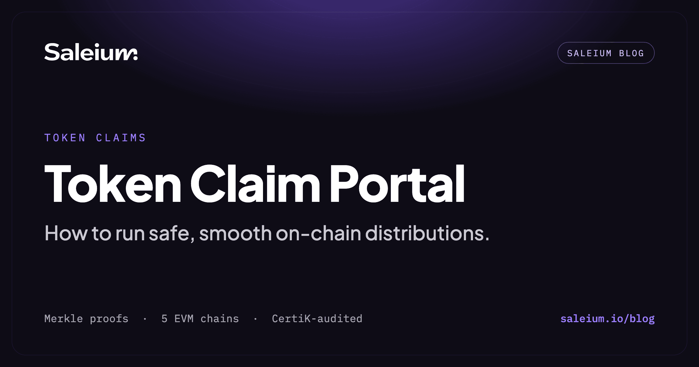 Saleium token claim portal: a branded on-chain page where holders claim tokens by Merkle proof